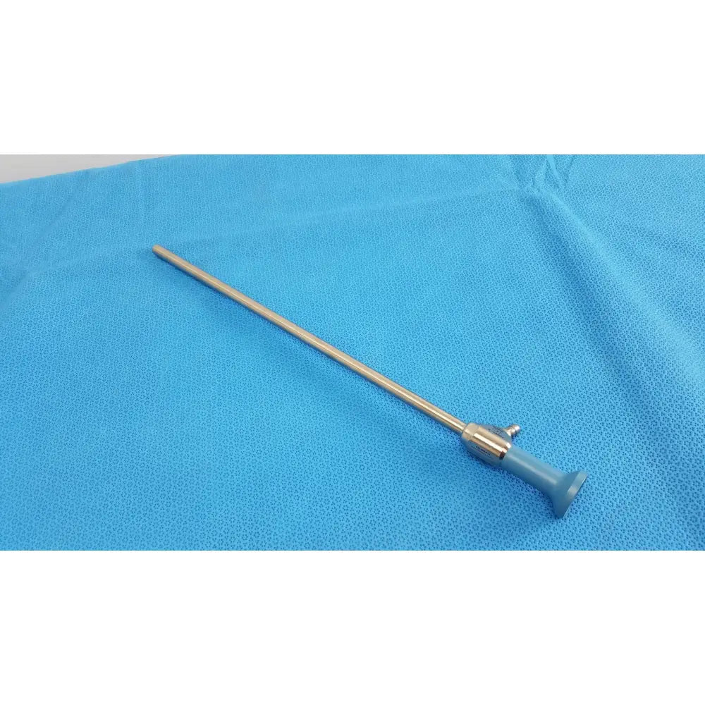 Silver surgical endoscope with blue handle and metallic shaft ideal eyes 10mm autoclavable by Stryker