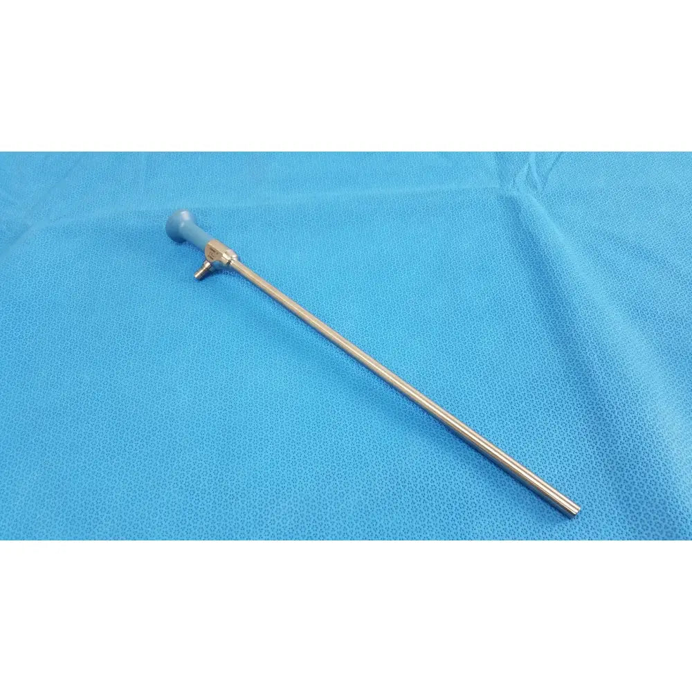 Silver surgical Stryker ideal eyes 10mm endoscope with blue-tipped handle and metallic joints for autoclavable use