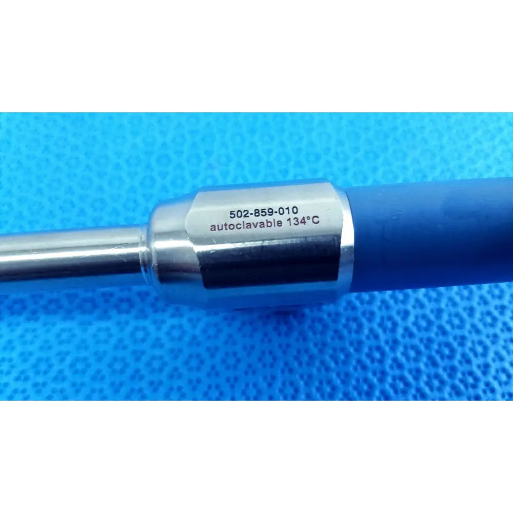 Blue-handled Stryker ideal eyes 10mm endoscope with metallic autoclavable stainless steel shaft model 502-859-010