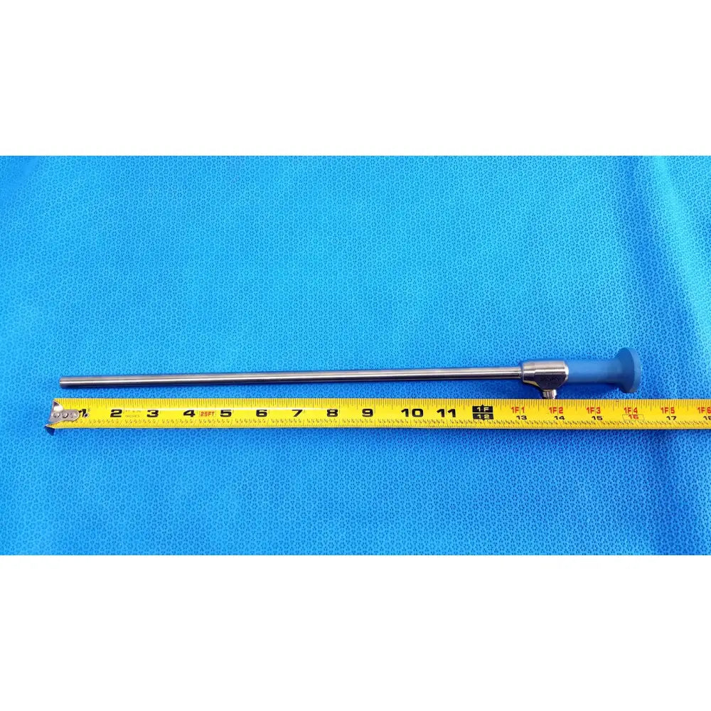 Silver surgical instrument with blue ergonomic handle and metallic shaft for medical use in stryker ideal eyes 10mm endoscope