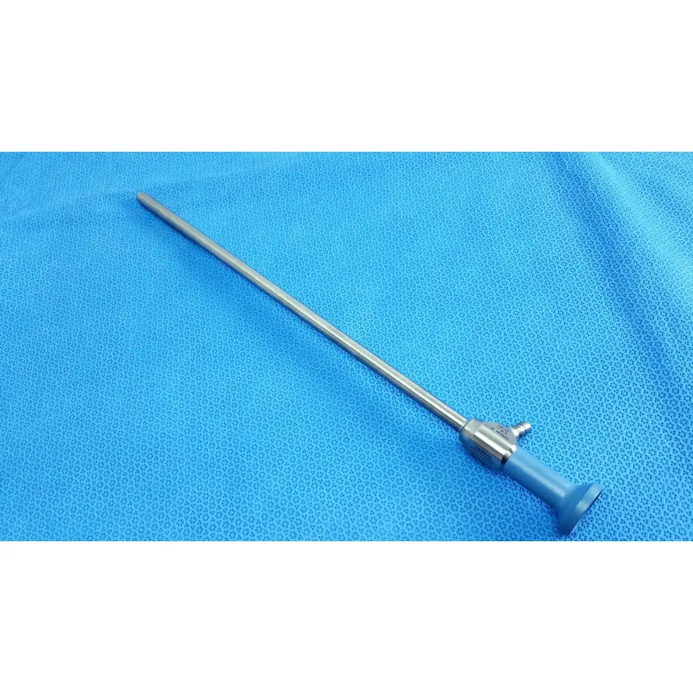Silver surgical endoscope with blue ergonomic handle and metallic shaft ideal eyes 10mm autoclavable for medical use