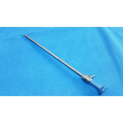 Silver surgical endoscope with blue ergonomic handle and metallic shaft ideal eyes 10mm autoclavable for medical use