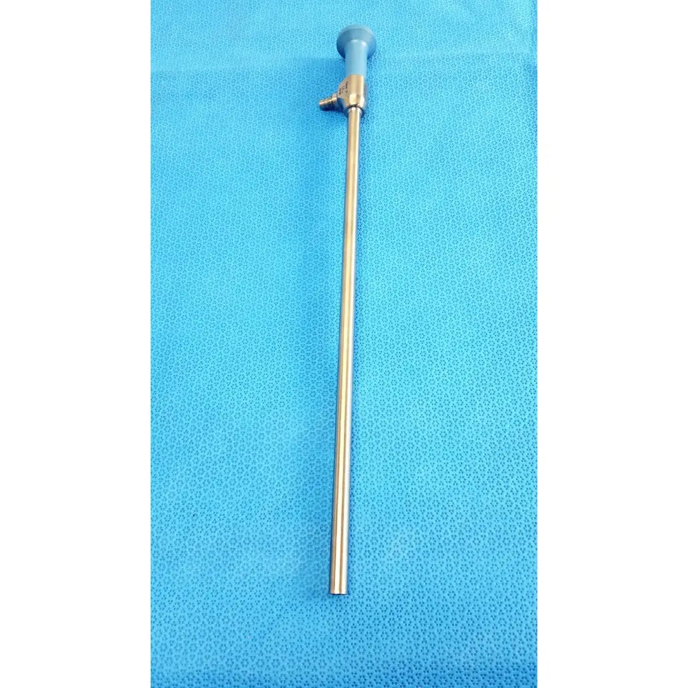 Metallic surgical endoscope with blue handle and slender shaft in stryker ideal eyes 10mm autoclavable endoscope 937057