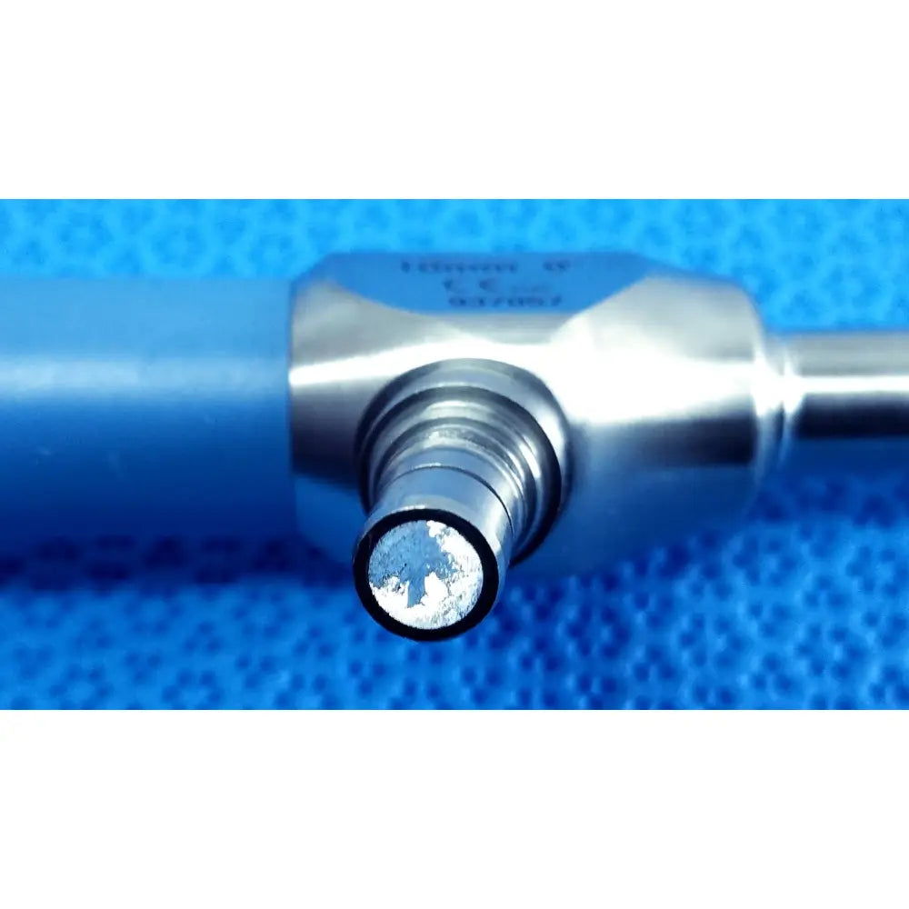 Silver surgical instrument with blue handle and metallic joint featuring ideal eyes 10mm autoclavable endoscope tip