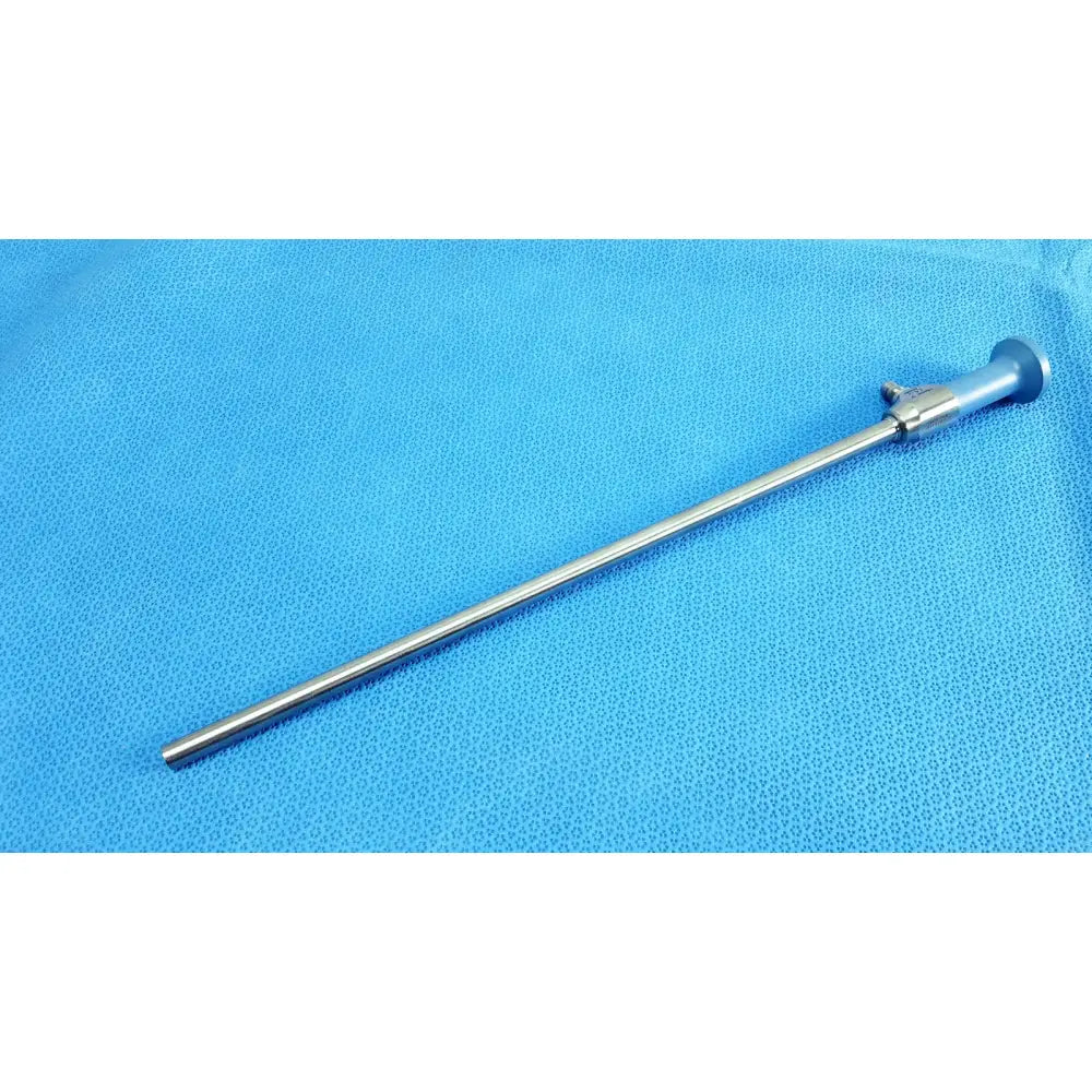 Silver ideal eyes 10mm surgical endoscope with sleek cylindrical body and blue-tinted autoclavable handle