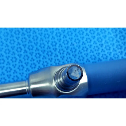 Blue-handled ideal eyes 10mm autoclavable endoscope with metallic threaded connection and dark-tipped end for surgical use