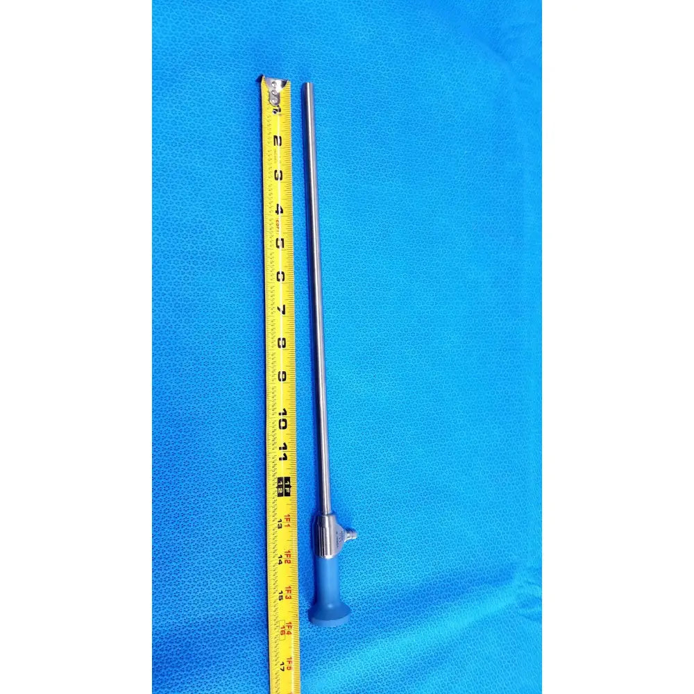 Silver surgical endoscope with blue handle and measurement markings from stryker ideal eyes 10mm autoclavable model