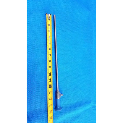 Silver surgical endoscope with blue handle and measurement markings from stryker ideal eyes 10mm autoclavable model