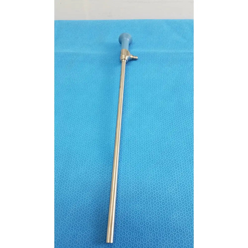 Silver surgical endoscope ideal eyes 10mm with blue ergonomic handle and metallic joints for medical use