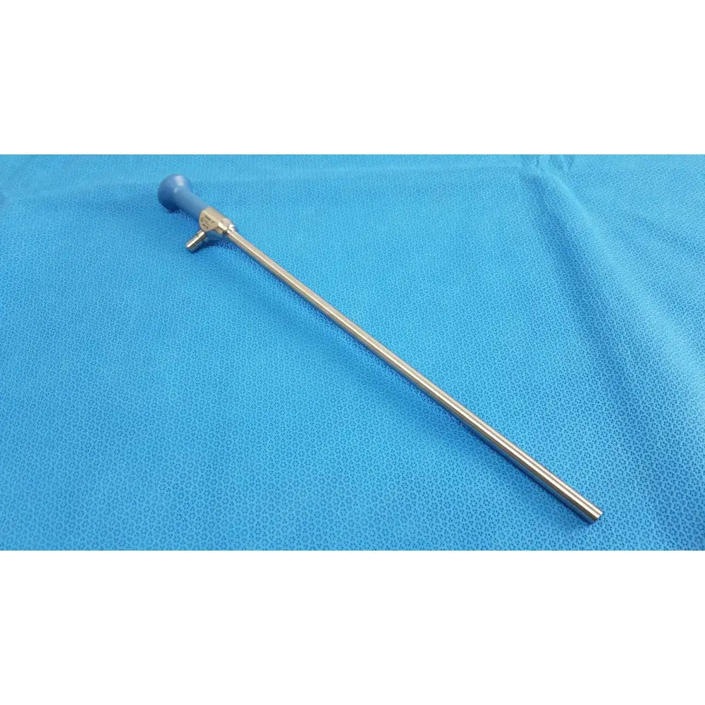 Blue-handled stryker ideal eyes 10mm autoclavable endoscope with a long slender metallic shaft for surgical use