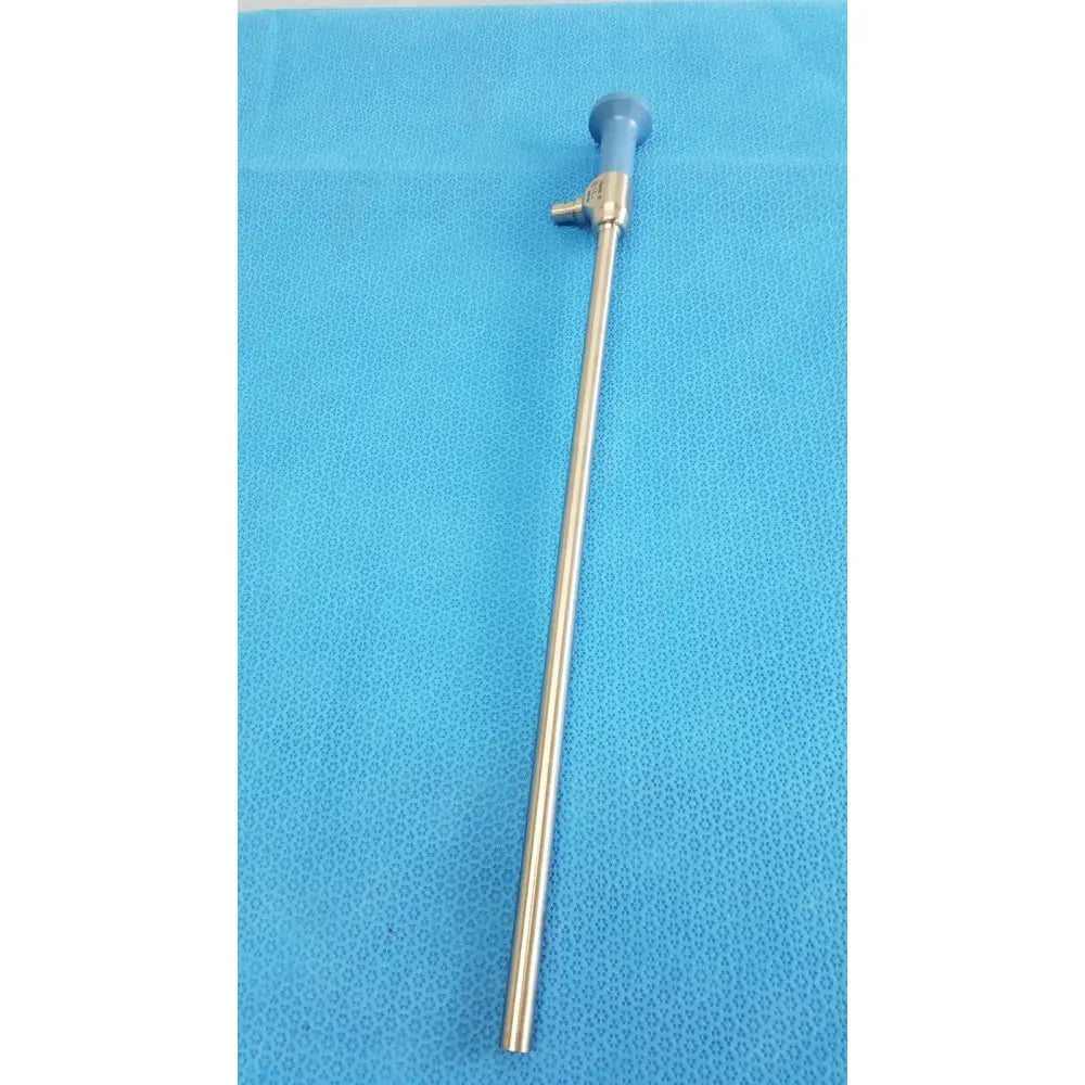 Silver surgical ideal eyes 10mm endoscope with blue ergonomic handle and metallic autoclavable shaft by stryker