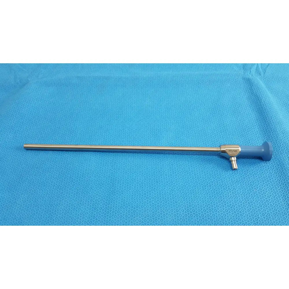 Silver surgical endoscope with blue ergonomic handle and metallic joints ideal eyes 10mm autoclavable by stryker
