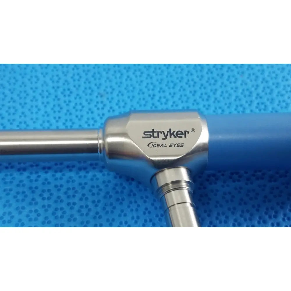 Stryker 502-859-010 ideal eyes 10mm autoclavable endoscope with metallic silver body and blue ergonomic handle