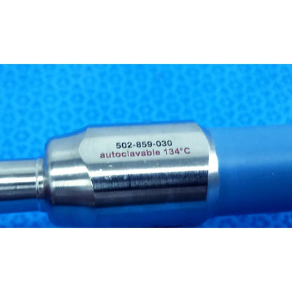 Silver metallic stryker ideal eyes 10mm autoclavable endoscope with engraved serial number and autoclave temperature marking