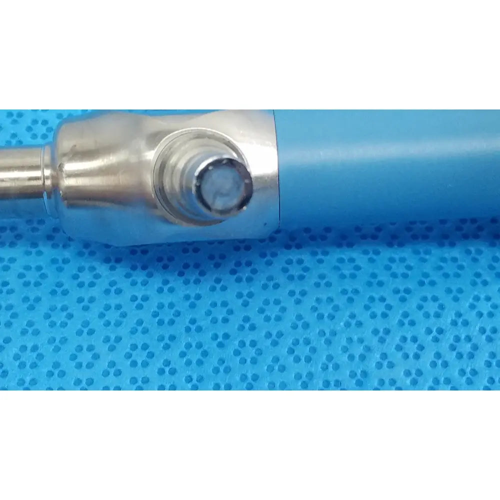 Blue-handled dental handpiece with metallic silver connector and circular opening for stryker ideal eyes 10mm endoscope