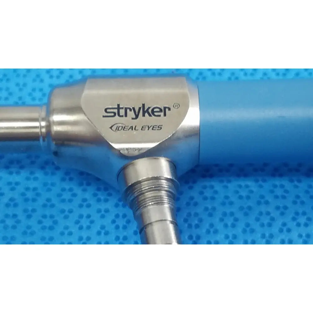 Stryker 502-859-030 ideal eyes 10mm 30° autoclavable endoscope with metallic silver head and blue ergonomic handle