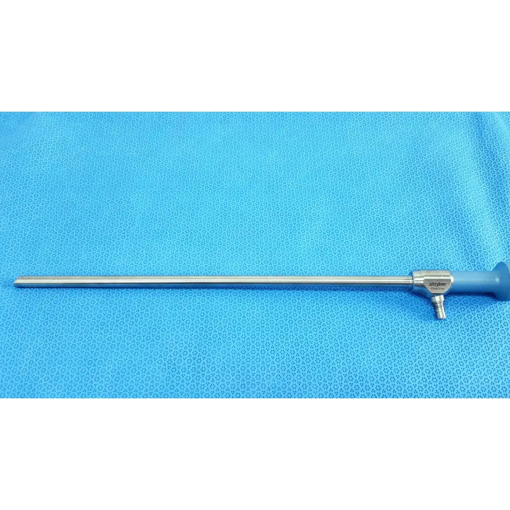 Silver surgical endoscope with blue ergonomic handle and metallic joints stryker ideal eyes 10mm 30 autoclavable endoscope