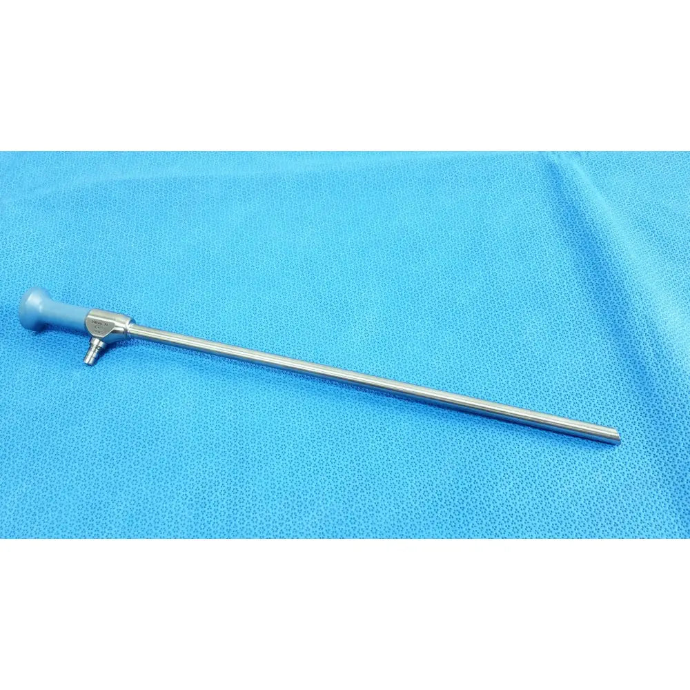 Silver surgical endoscope with light blue ergonomic handle and metallic joints for stryker ideal eyes 10mm use