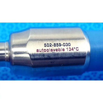 Silver metallic stryker ideal eyes autoclavable 10mm endoscope with engraved serial number and autoclave markings