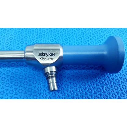 Stryker 502-859-030 ideal eyes autoclavable 10mm 30 degree endoscope with metallic body and blue ergonomic handle