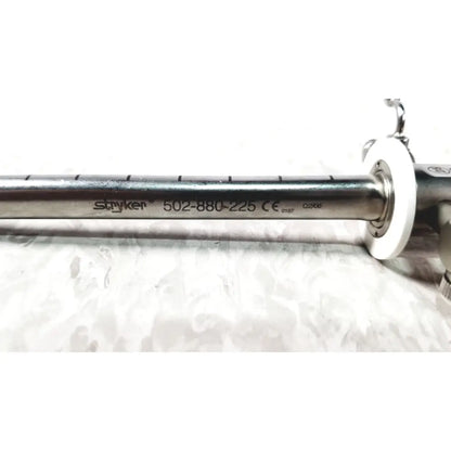 Stryker 502-880-225 scope sheath 25fr instrument with metallic shaft and white ceramic handle for surgical use