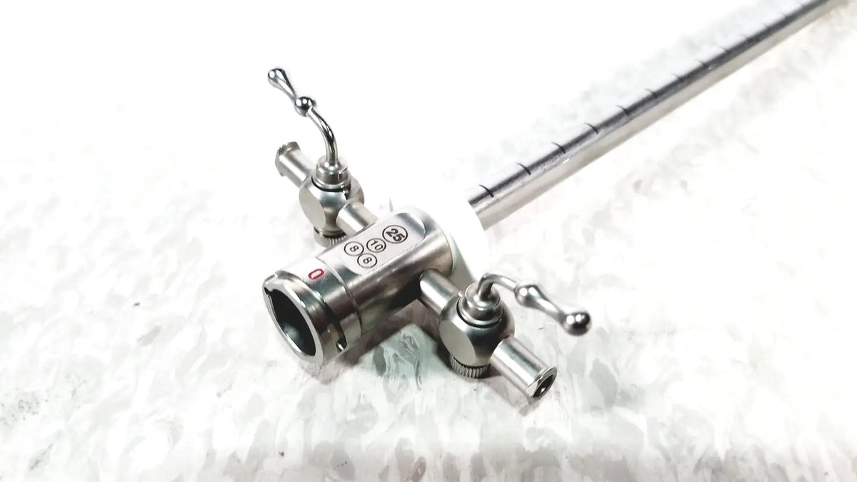 Stainless steel stryker 502-880-225 scope sheath 25fr instrument with long segmented shaft and multiple control knobs