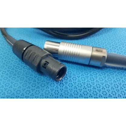 Stryker scher handpiece cable with black and silver ribbed metallic xlr audio connectors for reuse medical equipment