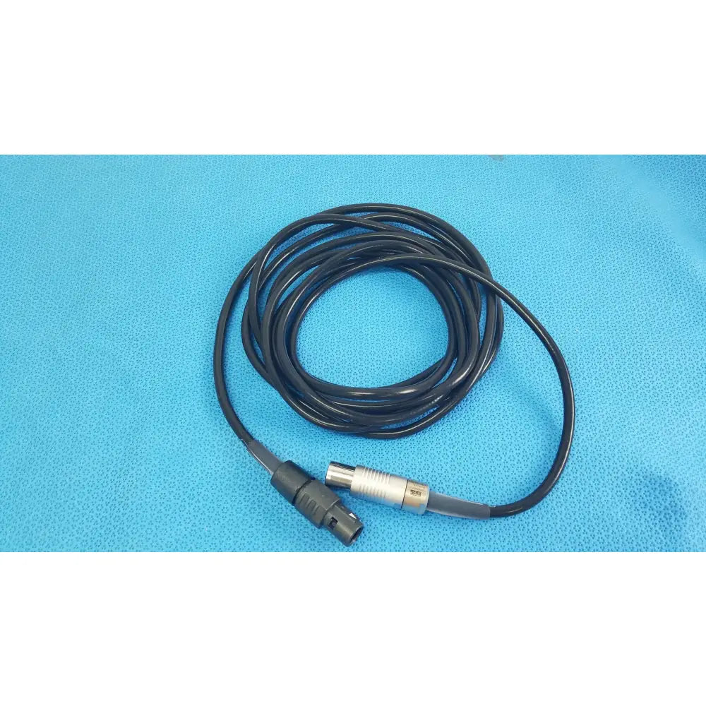 Black coiled scher handpiece cable with black plastic connector and silver metallic xlr plug for reuse medical equipment