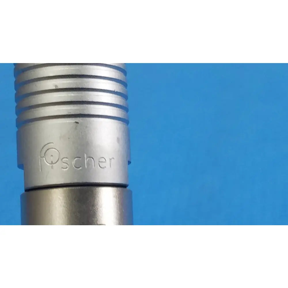 Silver metallic scher handpiece cable with ribbed grip and engraved fischer logo for reuse medical equipment