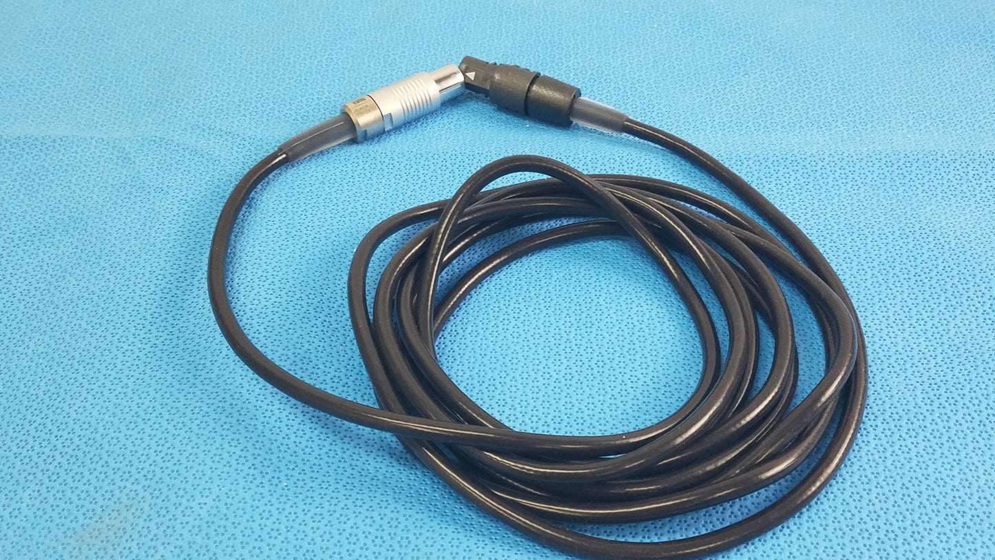 Black coiled scher handpiece cable with silver and black connector for reuse medical equipment by stryker medical equipment