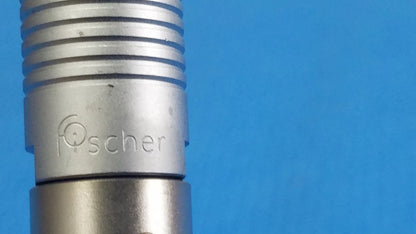 Silver metallic scher handpiece cable with ribbed grip and engraved fischer logo for reuse medical equipment