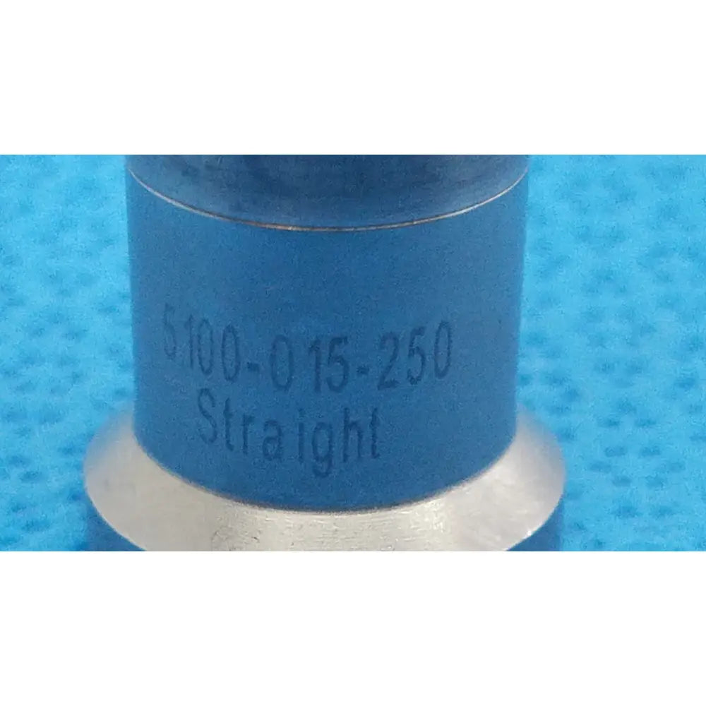 Blue cylindrical stryker series straight micro drill with silver metallic base and engraved markings for orthopedic use