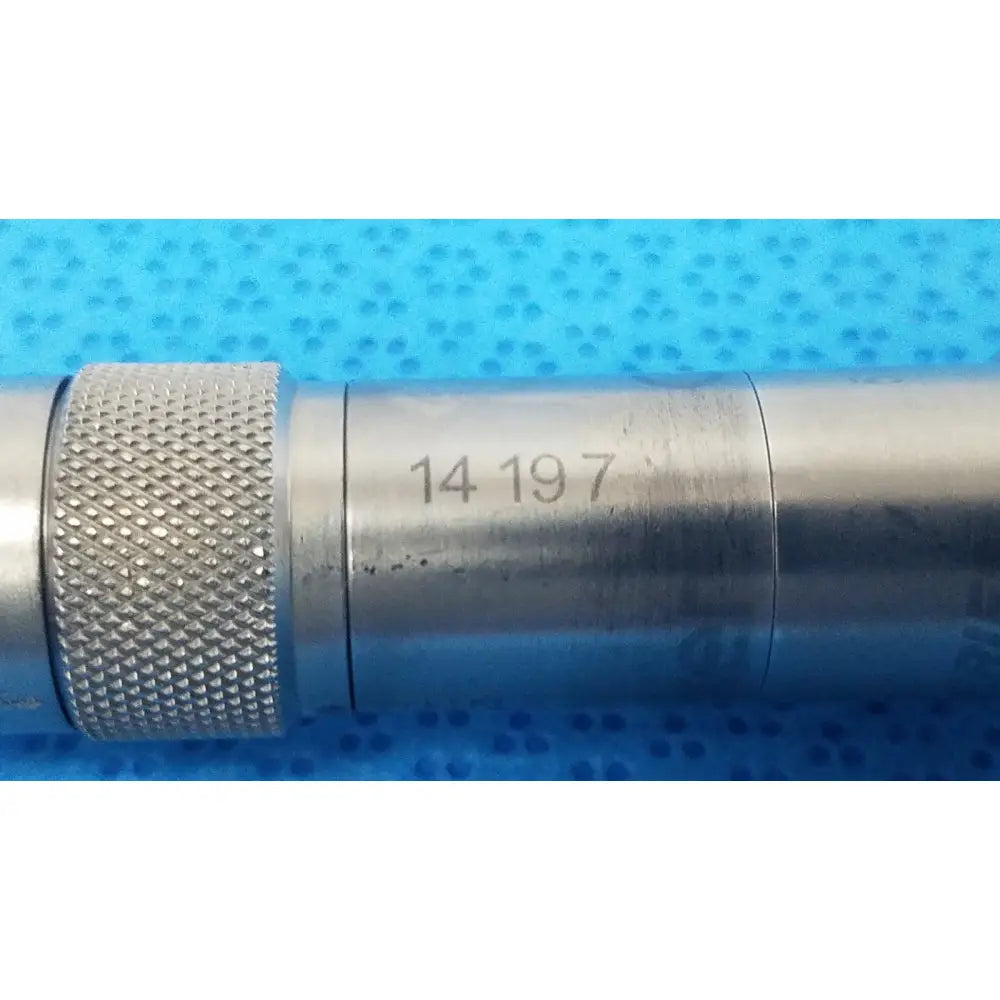 Silver metallic stryker md series straight micro drill with knurled grip and engraved number 14 197 on smooth body