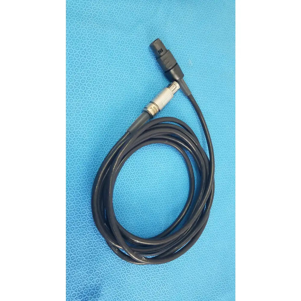 Black coiled Stryker 5100-4 scher handpiece cable with black and silver connector for reuse medical equipment