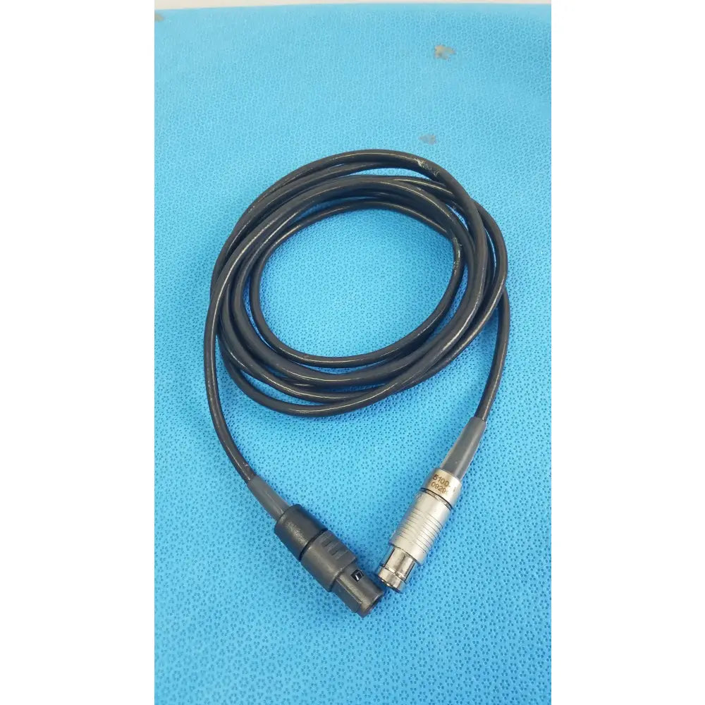 Black coiled scher handpiece cable with black xlr and silver threaded connectors for reuse medical equipment