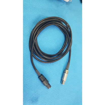 Stryker 5100-4 scher handpiece cable with black coiled sheath and metallic xlr male to 3.5mm trs jack for medical equipment reuse