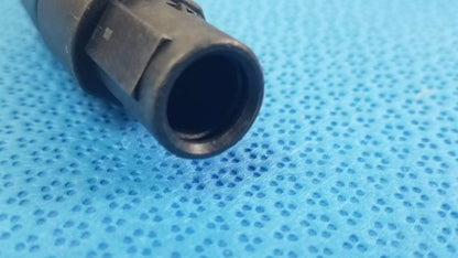 Black plastic electrical connector with hexagonal housing and threaded interior for scher handpiece cable medical equipment reuse