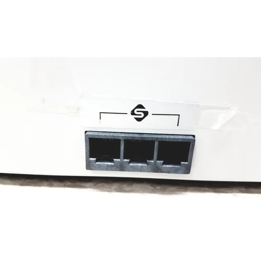 White stryker 5400-50 core powered instrument driver surgical handpiece back with three black ethernet ports and stylized s logo