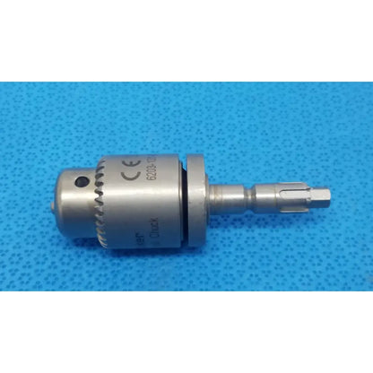 Stryker 620-131-000 silver metallic keyed chuck with textured grip and engraved markings for reuse medical use