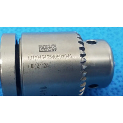 Stryker 620-131-000 silver metallic keyed chuck with serrated edge and engraved serial numbers for reuse medical use
