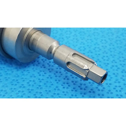 Silver-colored metal drill bit with hexagonal shank and cutting teeth for reuse medical applications stryker 6203-113-000 hudson