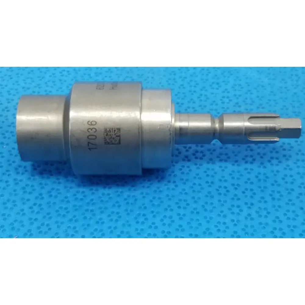 Stryker 6203-113-000 silver metallic surgical drill bit with engraved serial number and qr code for reuse medical purposes