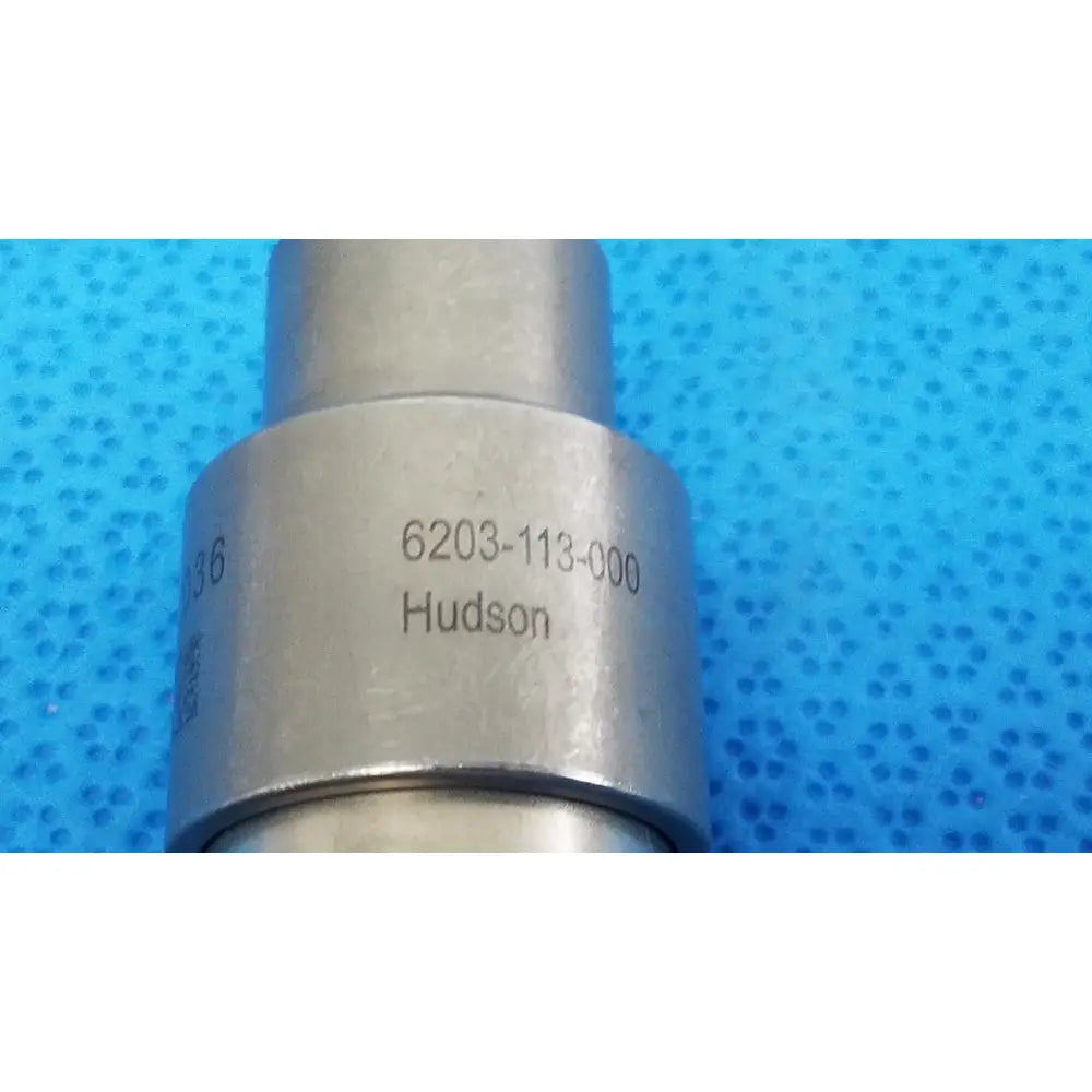 Silver metallic cylindrical stryker 6203-113-000 hudson component with engraved part number for reuse medical use