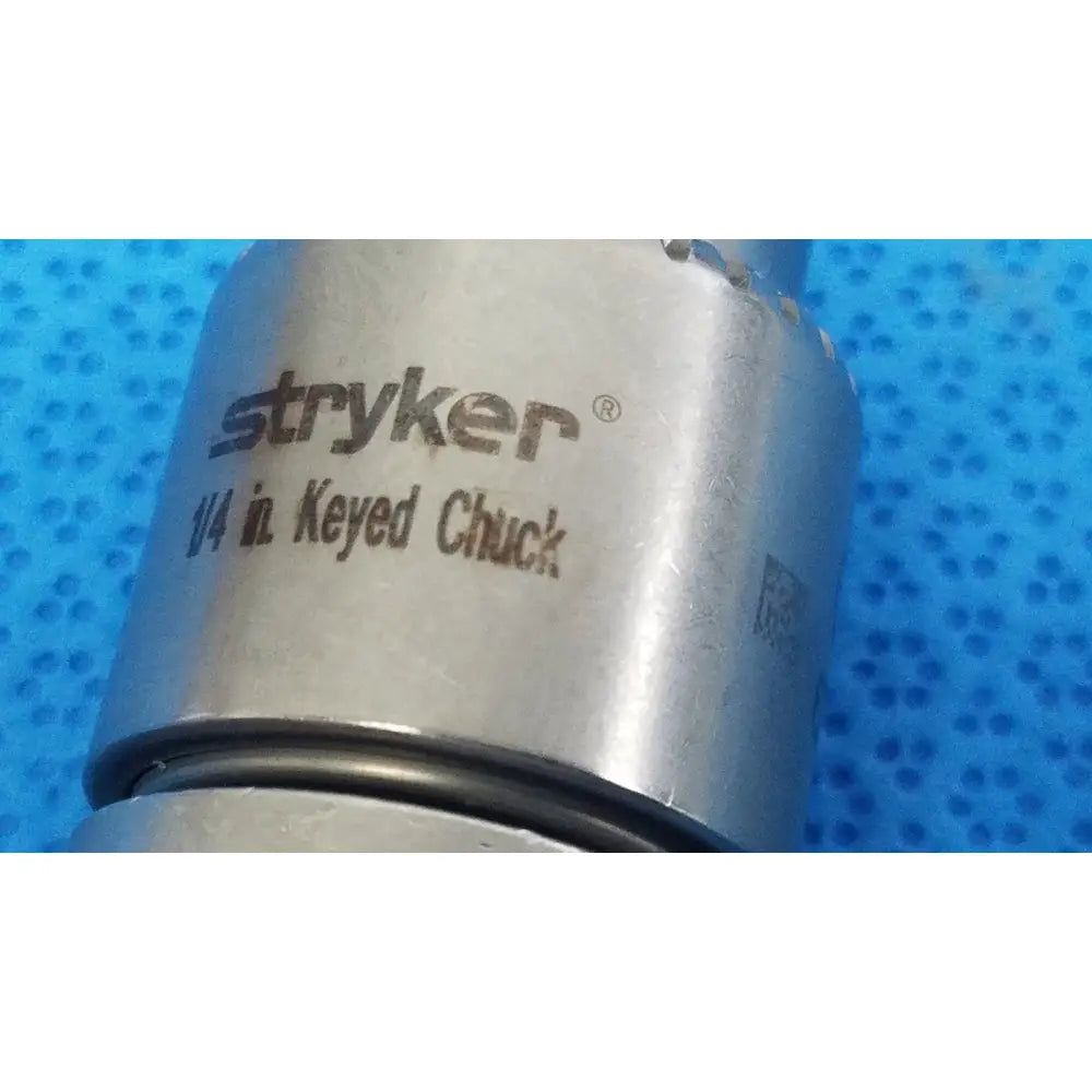 Stryker 6203-131 1/4 inch keyed chuck metallic silver reuse medical with engraved branding and textured grip