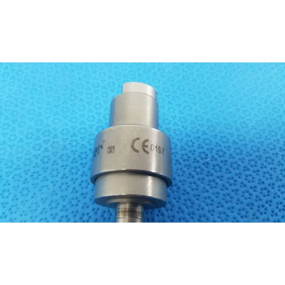 Silver metallic cylindrical sensor with engraved markings and threaded end for Stryker hudson modified trinkle attachment
