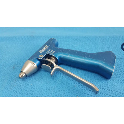 Blue and silver surgical staple gun with textured grip in stryker 6400-082-000 remb wiredriver handpiece