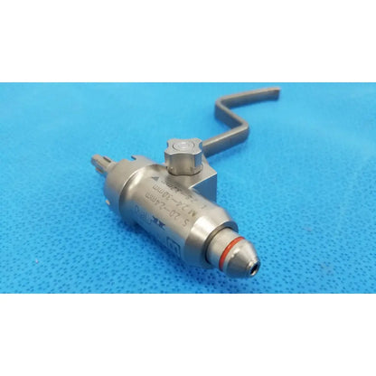 Stryker 8203-126-000 pin collet silver surgical instrument with curved handle orange ring for reuse medical orthopedic saws