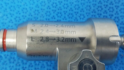 Silver metal stryker 8203-126-000 pin collet with engraved size markings for s m and l reuse medical and orthopedic saws