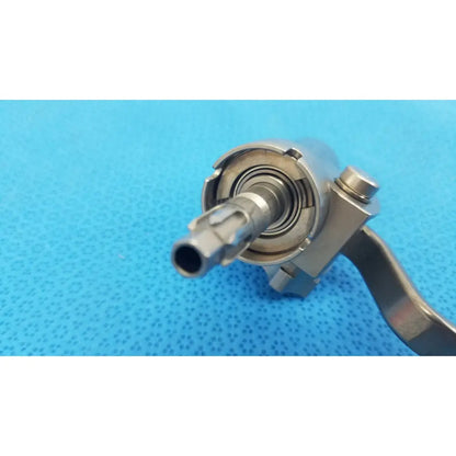 Silver metallic large collet surgical instrument with cylindrical shaft and gear components for reuse medical orthopedic instruments