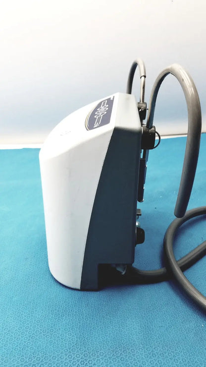 White and black medical-grade stryker air loss pump 2861 with curved tubing for effective pressure management
